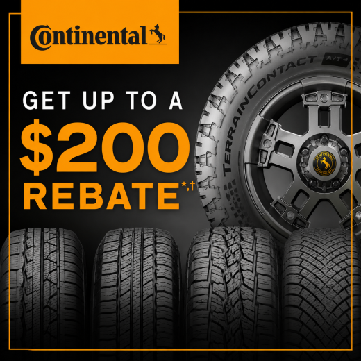 Get up to $200 back on a set of 4 qualifying Continental tires